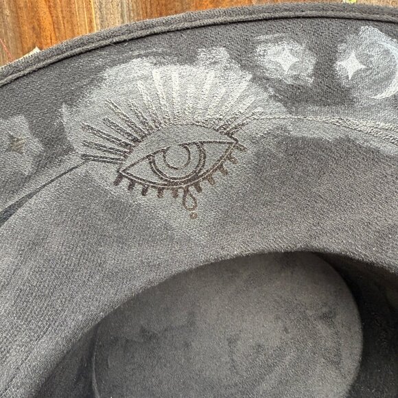 Embossed Black Felt Boater Hat - Picture 6 of 10